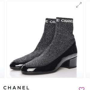 Chanel Fabric Patent Short Boots